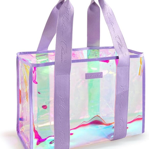 Large Waterproof Sandproof Iridescent Clear Beach Tote Bag Women - Picture 1 of 7